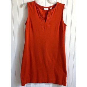 New York & Company Womens Small Orange VNeck Shirt‎ Mini Dress Sleeveless Cotton